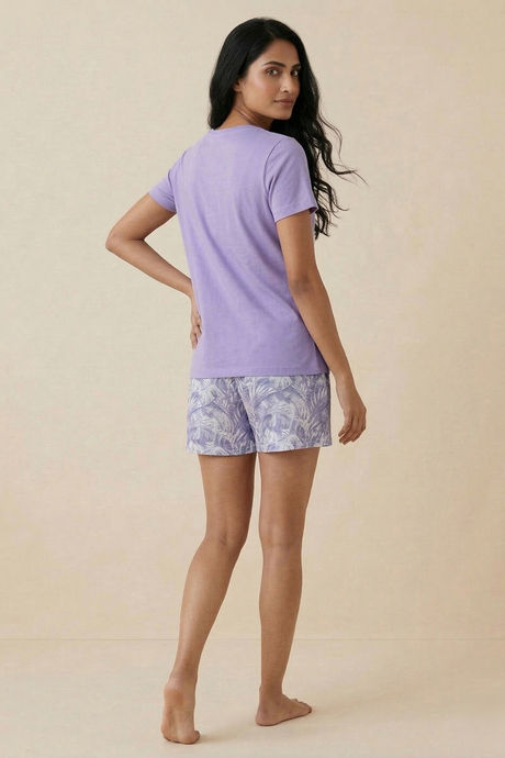Zivame Beach Paradise Buttersoft Knit Poly Sleep Short Set - Blanc De — image 2